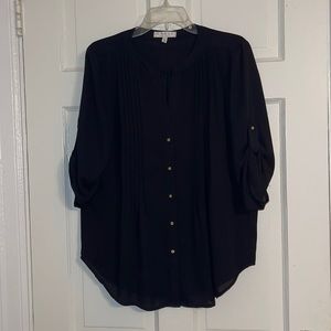 Chaus Black Pleat detail blouse, EUC